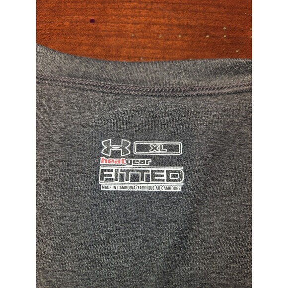 Under Armour HeatGear T-Shirt Women's XL Gray Fitted Short Sleeve Running Gym - Picture 2 of 5
